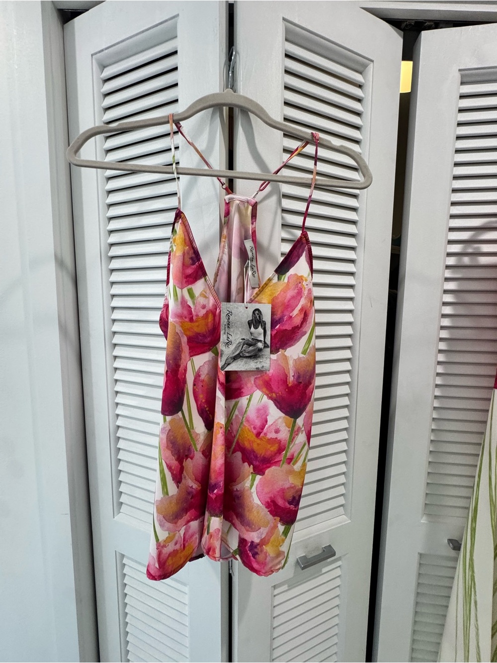 Pink Watercolor Floral Spaghetti-Strap Cami